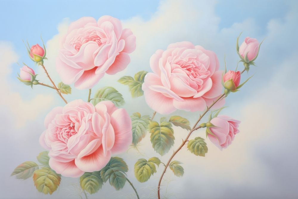 Painting of roses pattern flower plant.