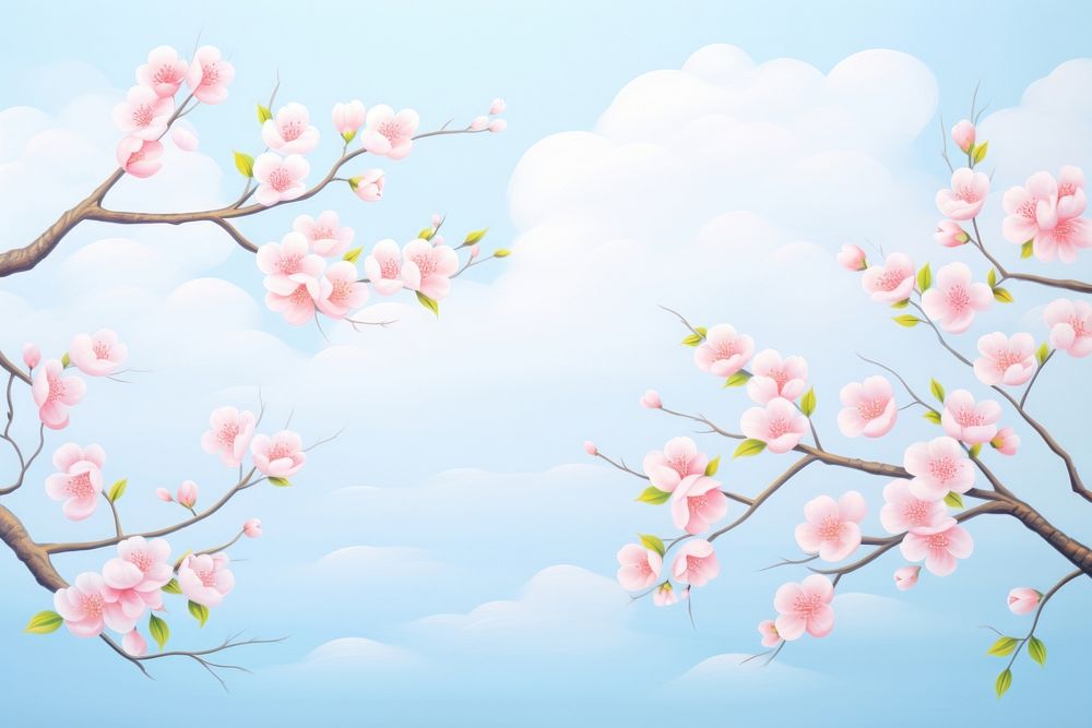 Painting of sakura backgrounds outdoors blossom.