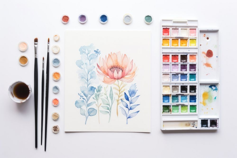 Water color product palette brush art.