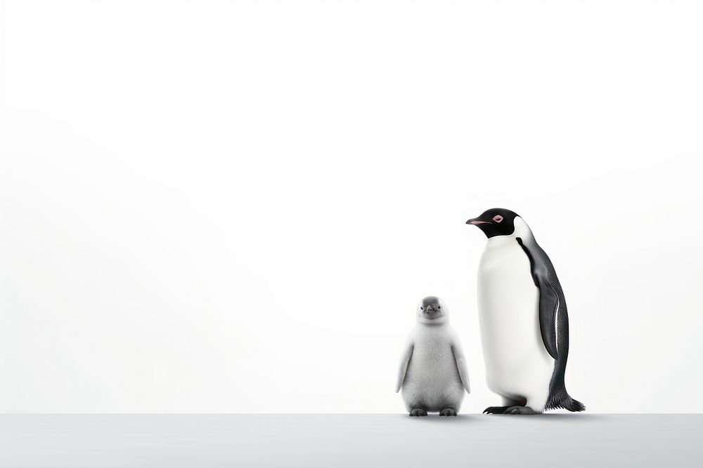Cute penguins standing animal bird monochrome.