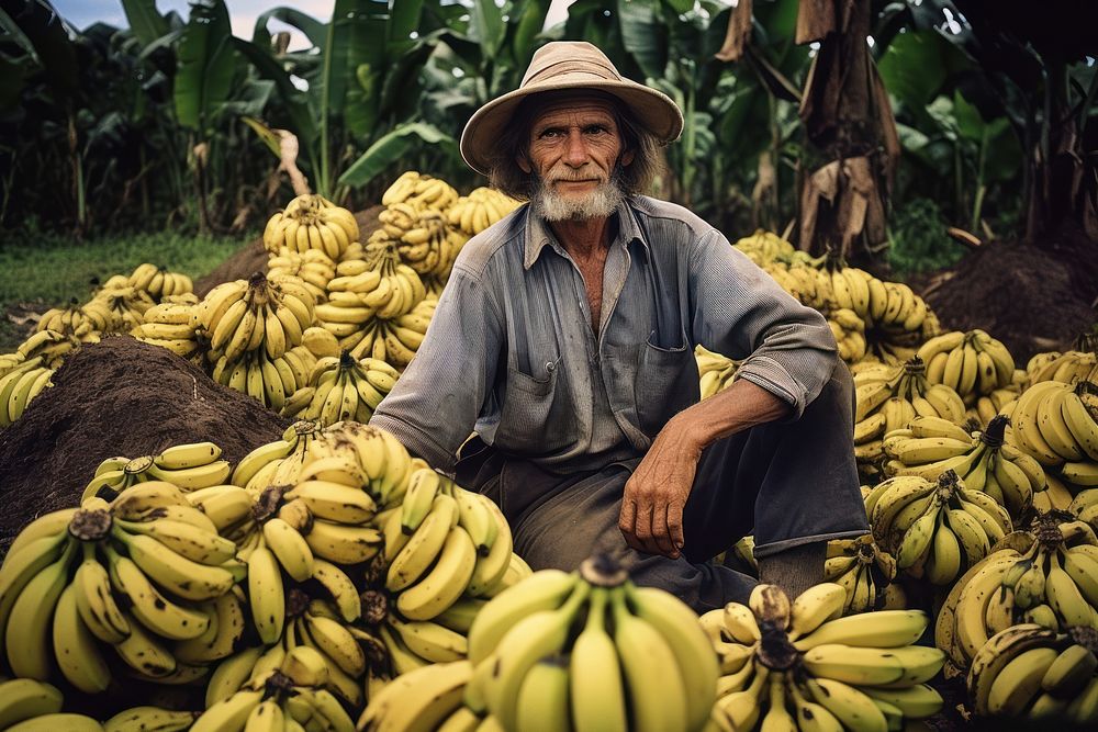 People farmer banana working plant.