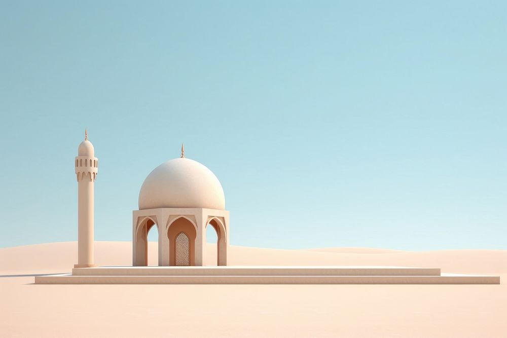 Simple mosque desert border architecture building tower.