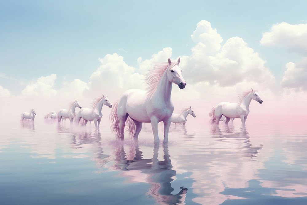 Photography flock unicorns landscape outdoors | Premium Photo ...