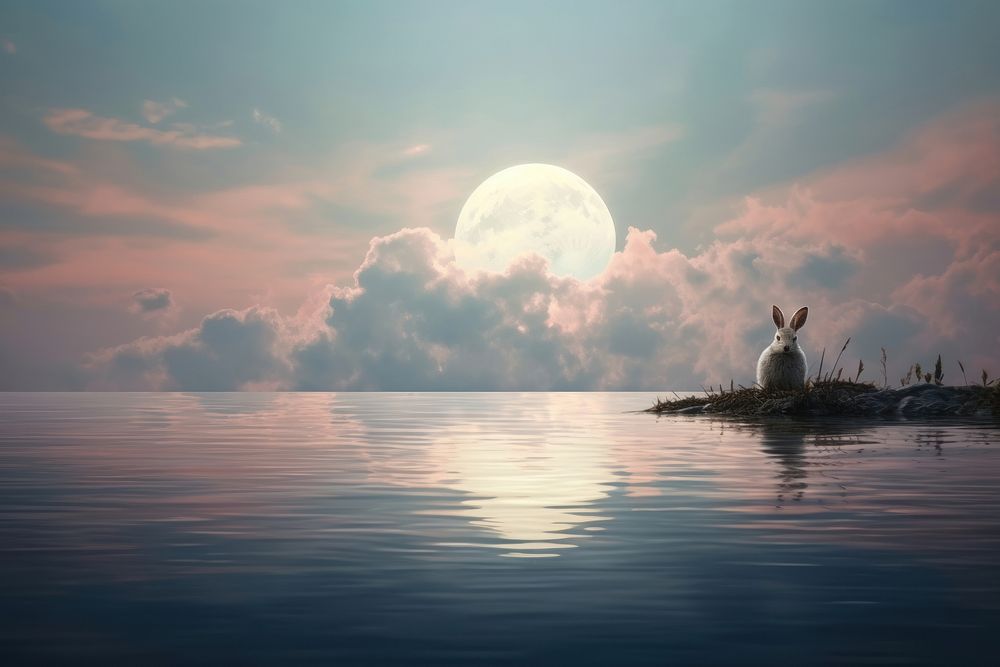 Photography moon with bunny landscape astronomy outdoors.