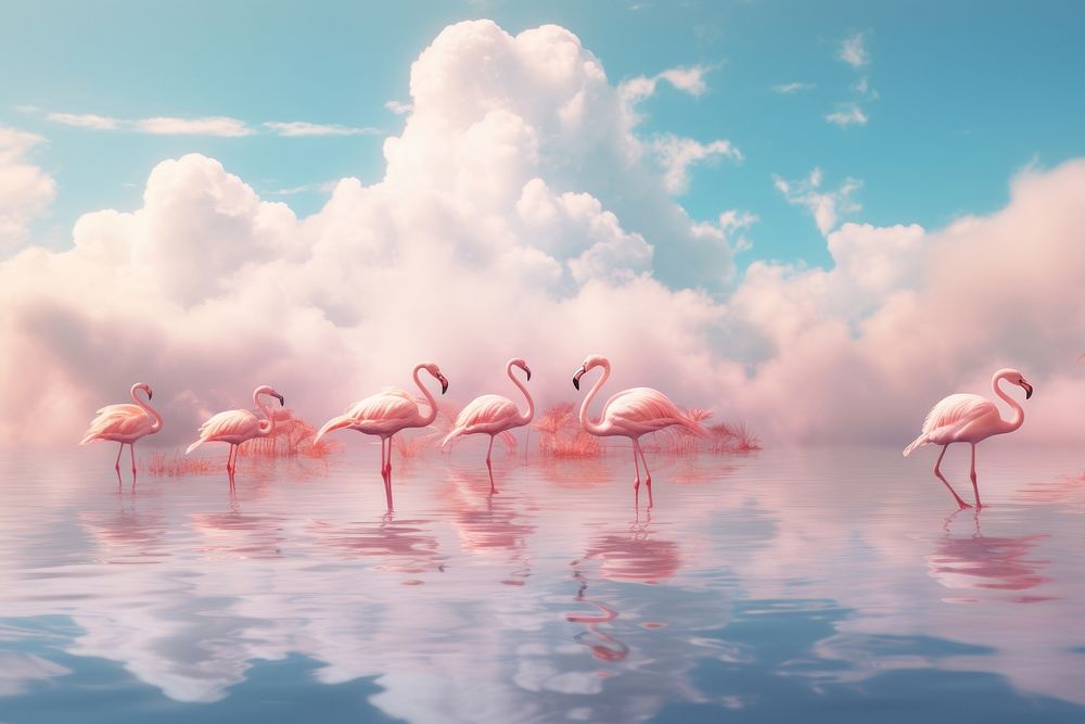 Photography of flock of flamingos animal cloud bird.