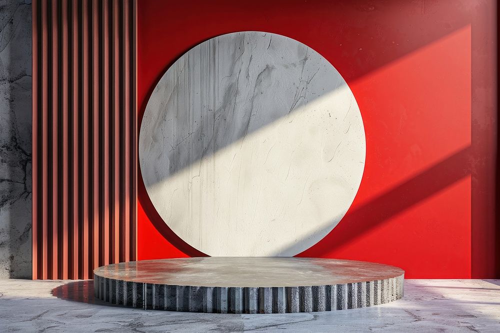 Product podium with abstract architecture wall furniture.