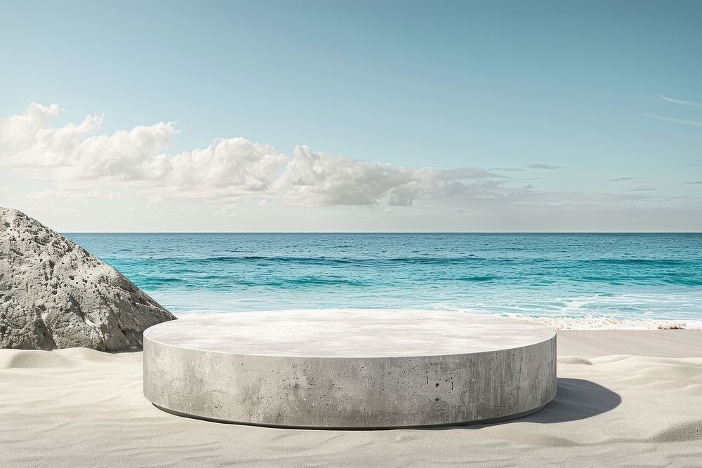 Product podium with beach outdoors horizon nature.