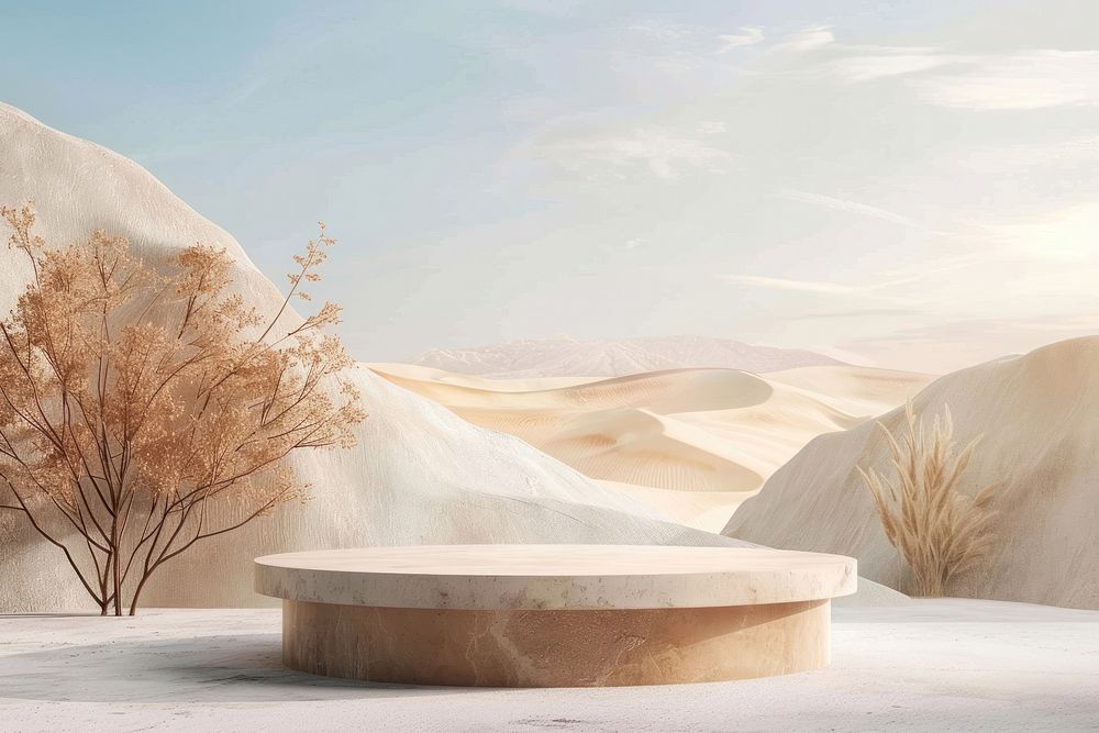 Product podium with desert nature outdoors architecture.