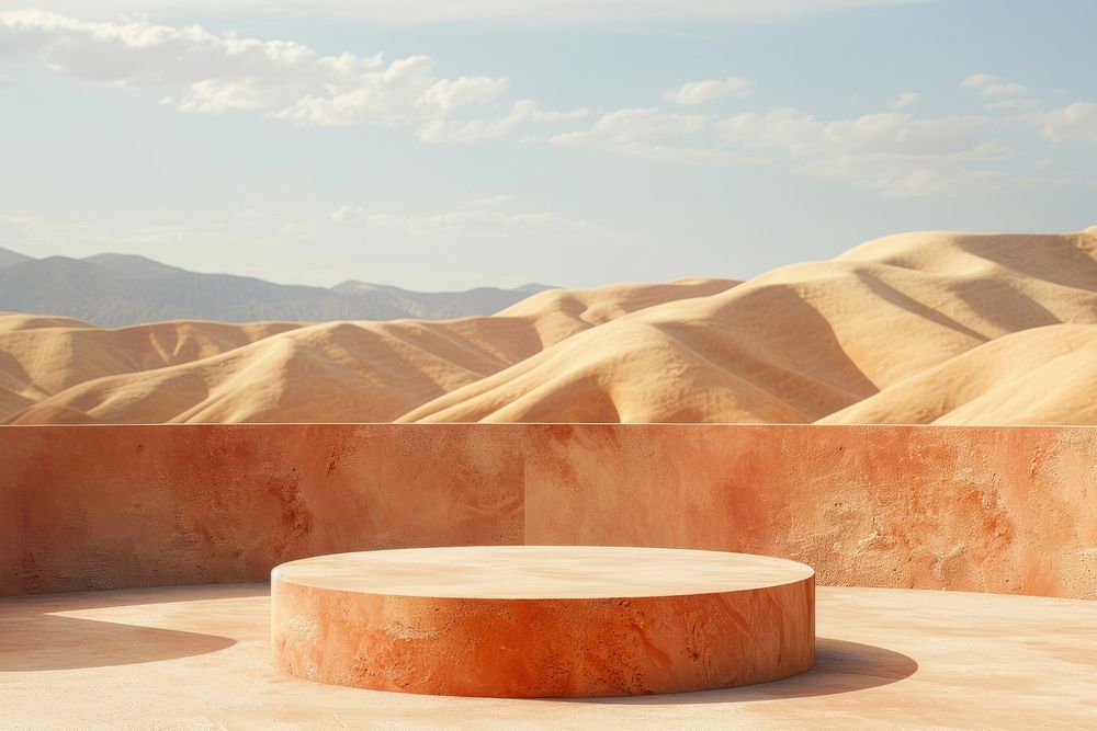 Product podium with desert nature outdoors architecture.