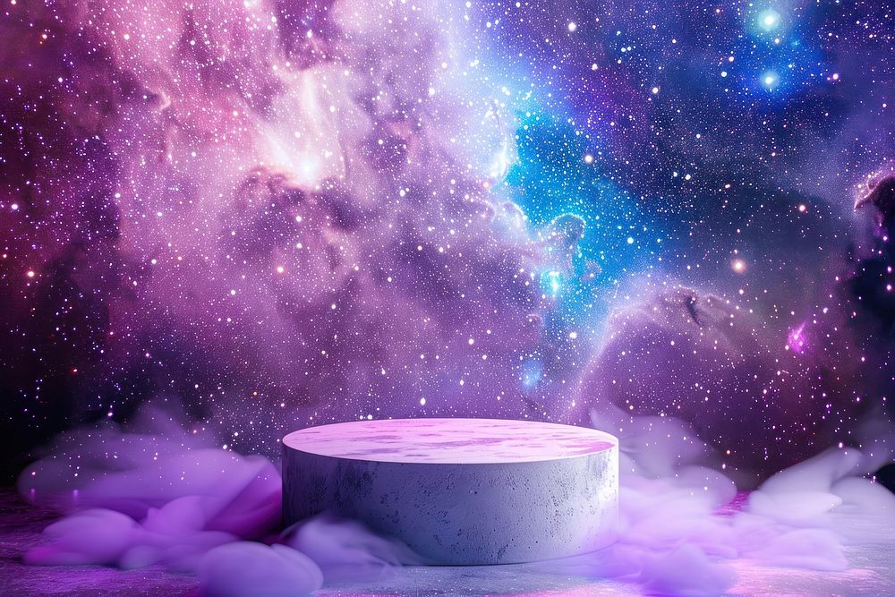 Product podium with dreamy galaxy space astronomy universe.