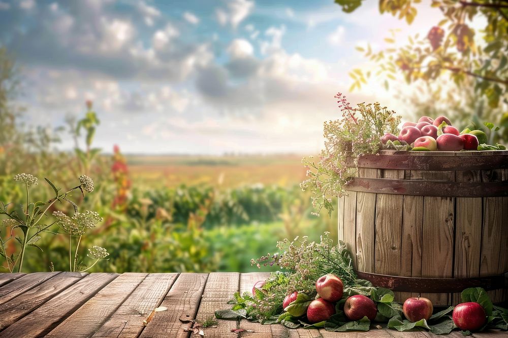 Product podium with farm outdoors nature plant.