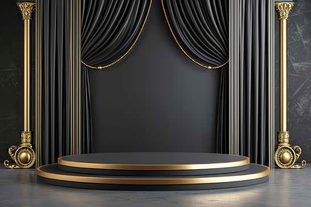 Product podium with luxury gold architecture decoration.