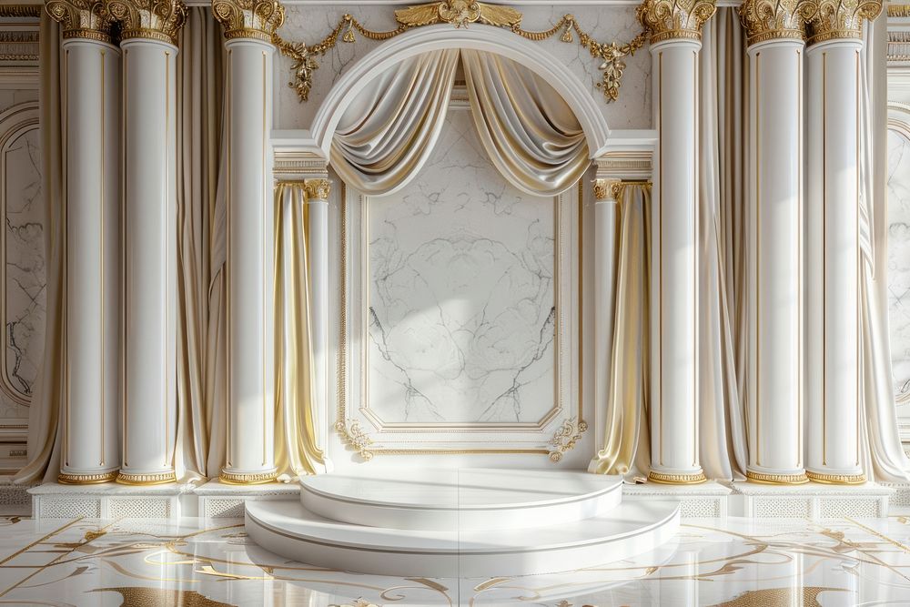 Product podium with luxury gold architecture furniture.