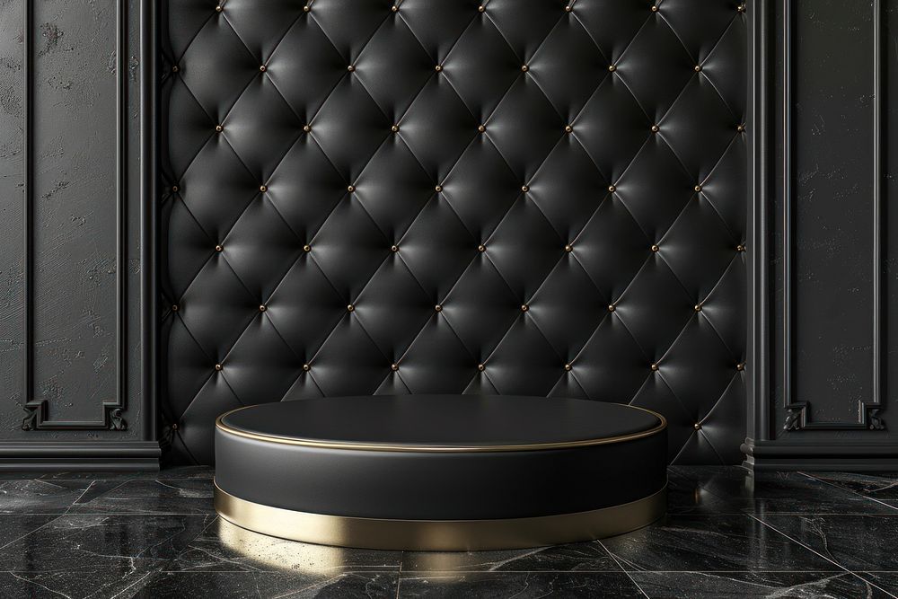 Product podium with luxury black furniture architecture.