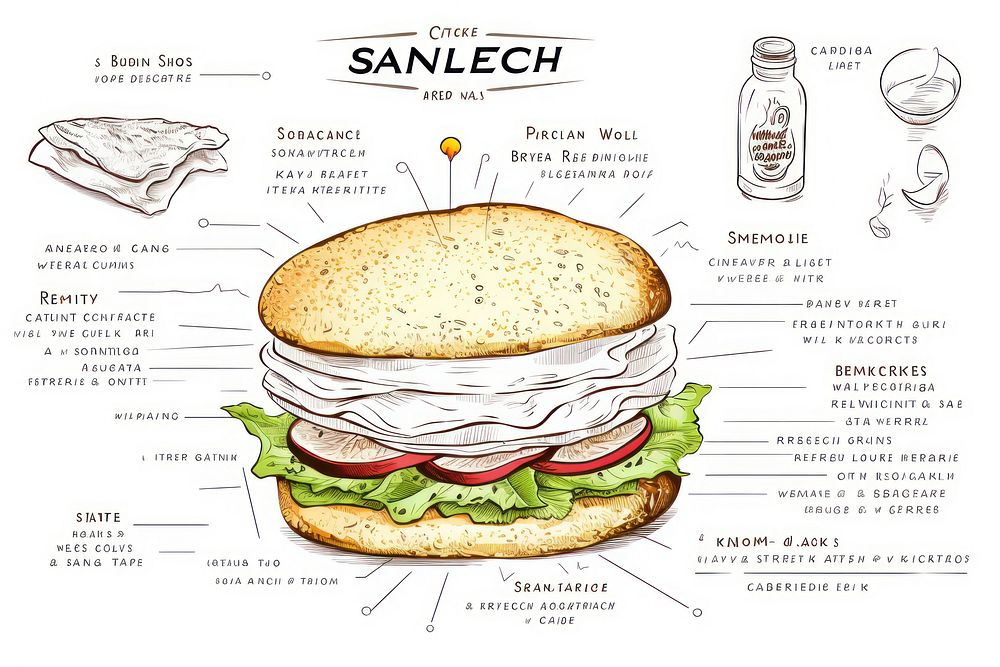 Recipe of sanwich sketch bread food.