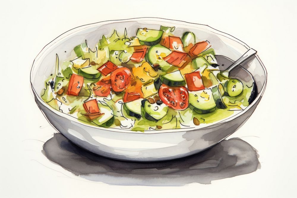 Salad sketch plate food.