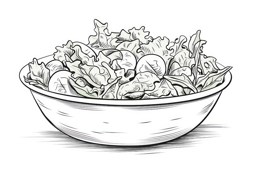 Salad sketch drawing bowl.