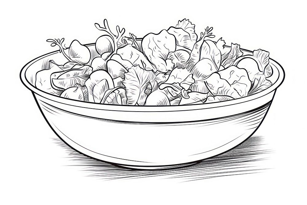 Salad sketch drawing bowl.