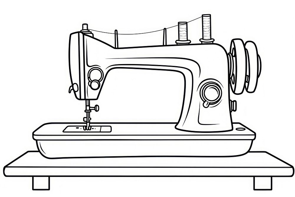 Sewing outline sketch technology creativity equipment.