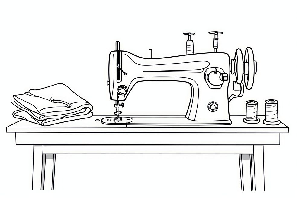 Sewing outline sketch creativity technology machinery.