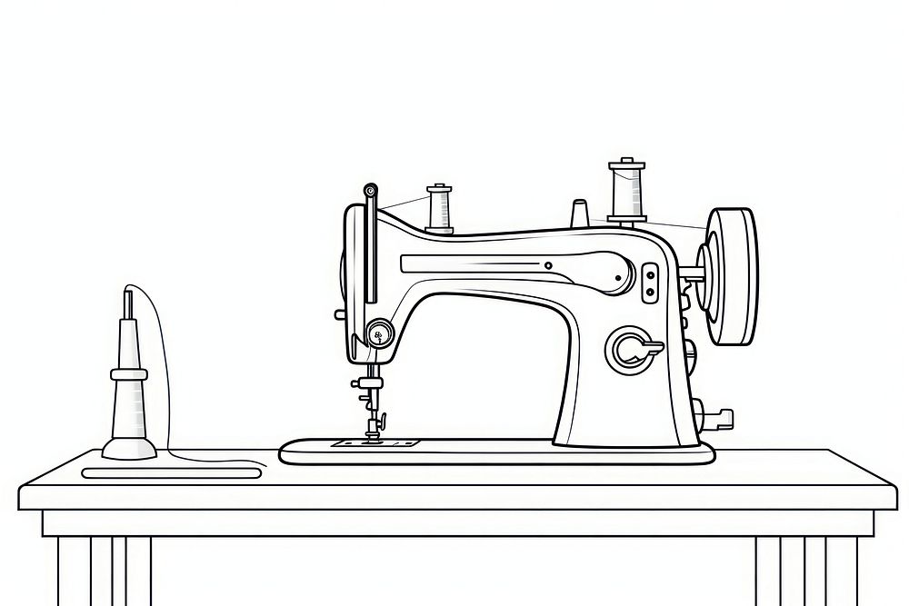Sewing outline sketch technology creativity machinery.