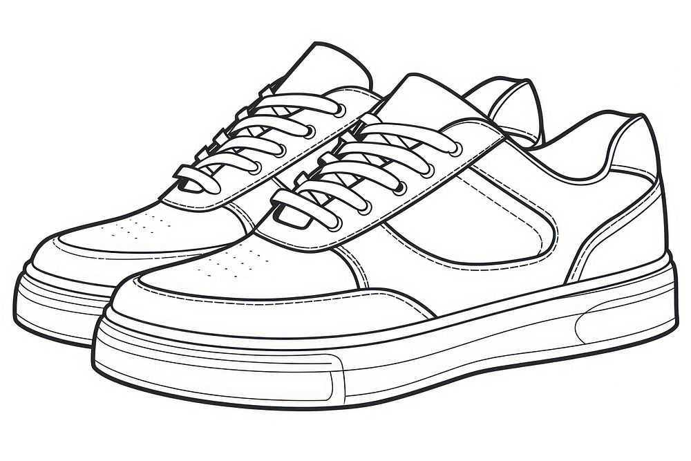 Skate shoes footwear sketch white.