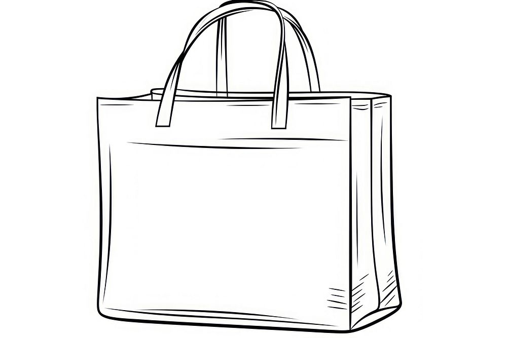 Shopping bag handbag sketch white background.