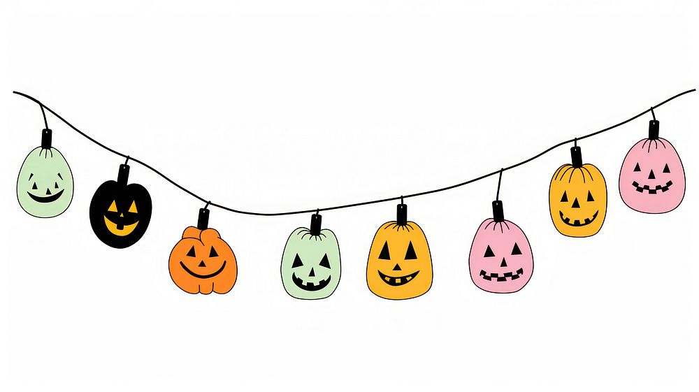 Colorful halloween light string line anthropomorphic jack-o'-lantern.