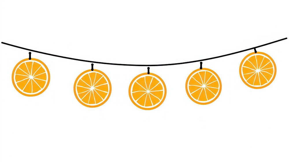 Orange christmas light string grapefruit lemon line.