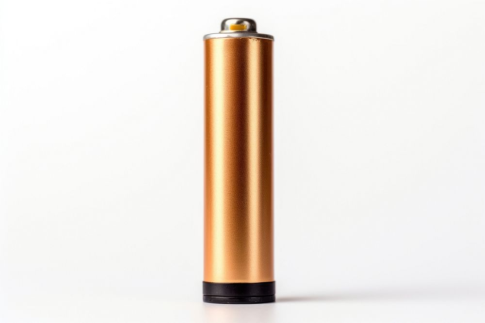 Single AA battery white background cylinder lighter.