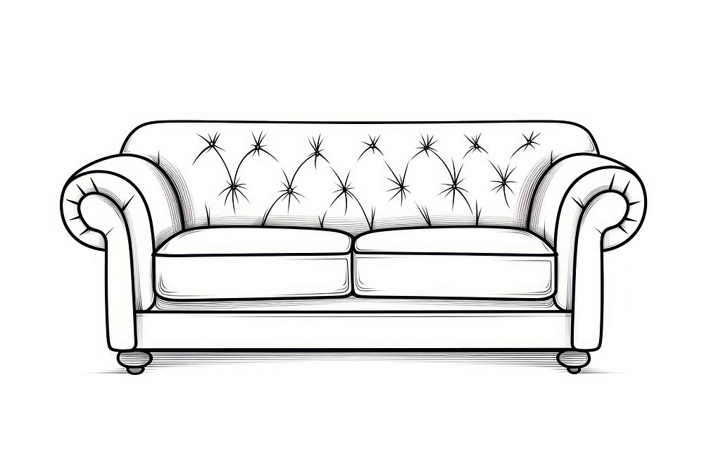 Sofa outline sketch furniture white background comfortable.