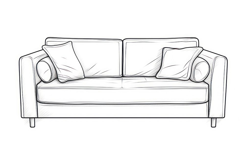 Sofa outline sketch furniture cushion chair.