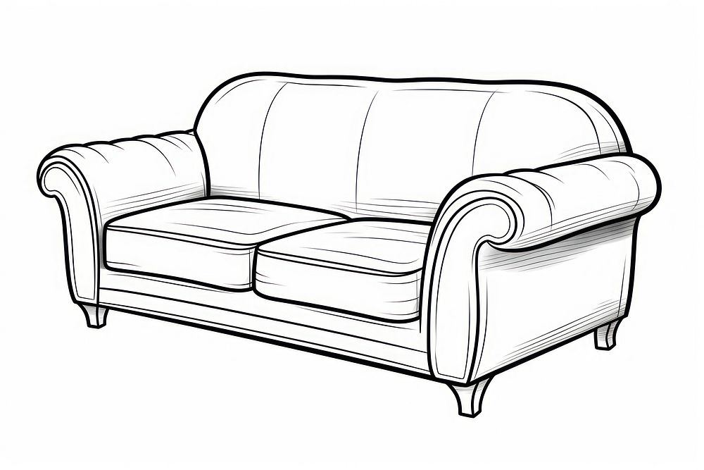 Sofa outline sketch furniture armchair white background.