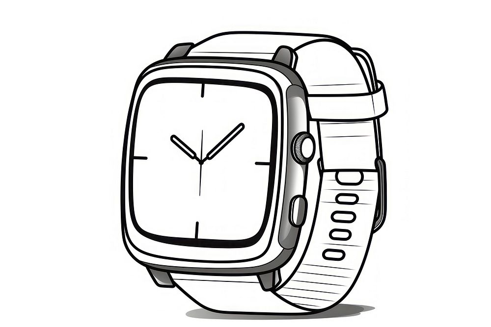 Smart watch wristwatch sketch white background.