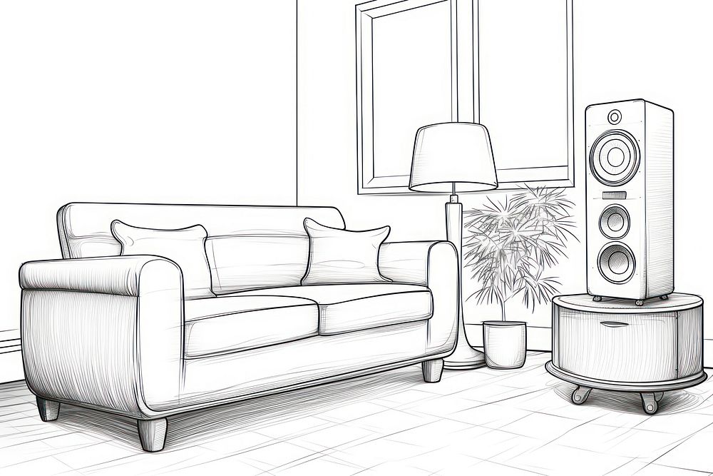 Speaker in living room sketch architecture furniture.