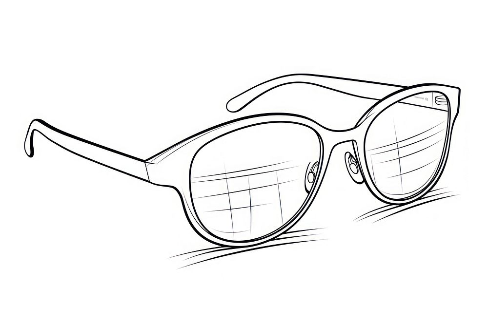 Sunglasses sketch drawing white.