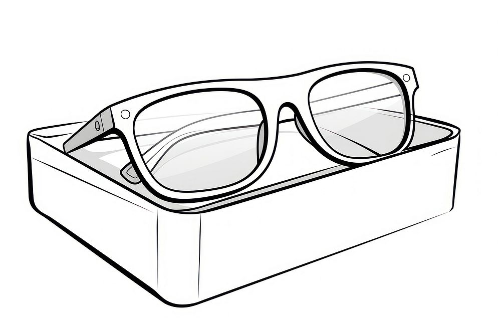 Sunglasses in glasses box sketch white background accessories.