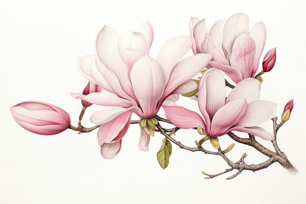 Painting of magnolia blossom drawing flower.