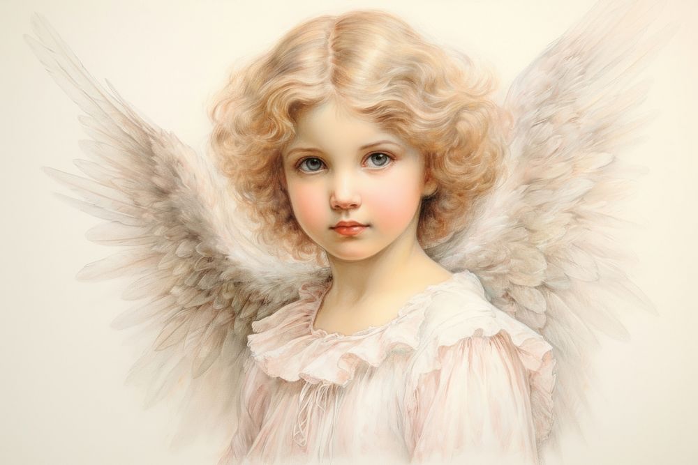 Painting of angel portrait drawing representation.