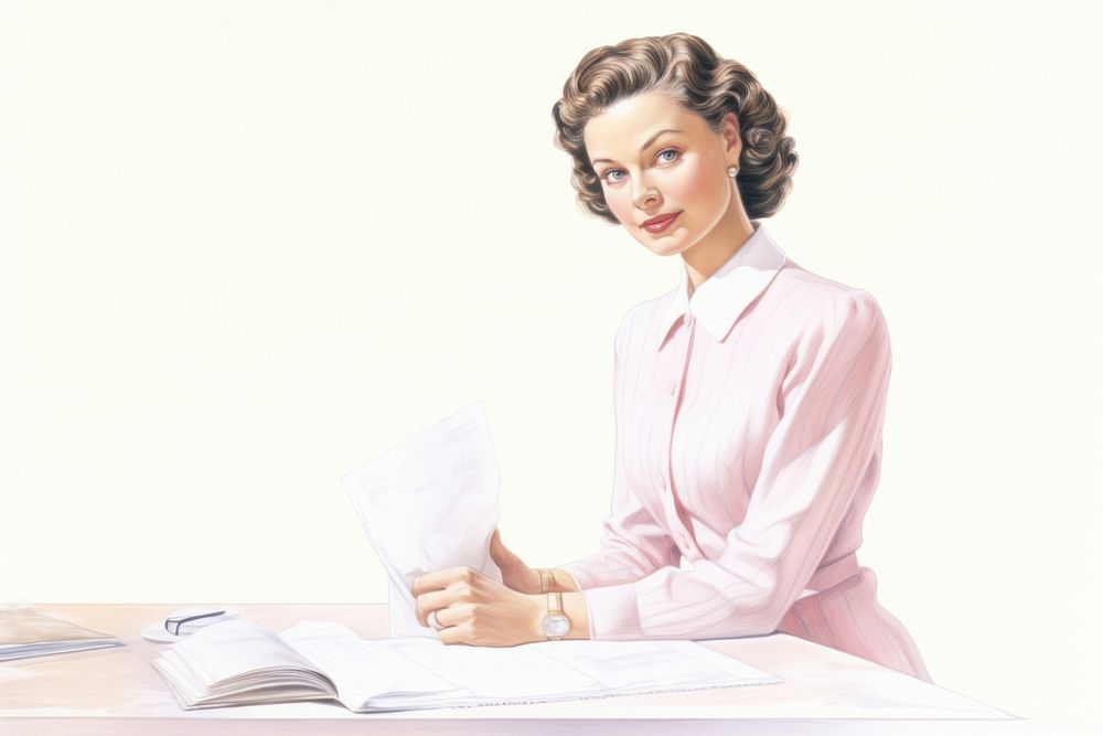 Painting of business woman sitting adult paper.