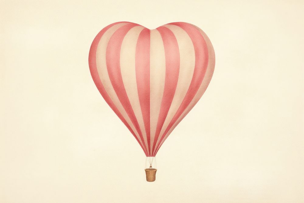 Painting of balloon heart aircraft transportation adventure.