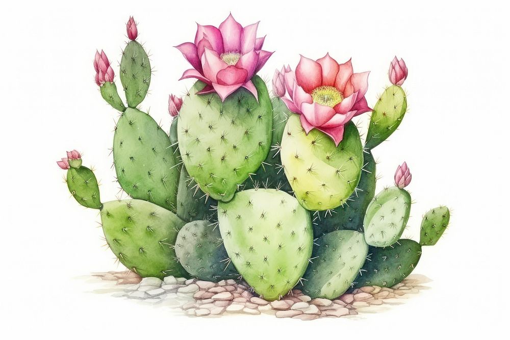 Painting of cactus drawing plant inflorescence.