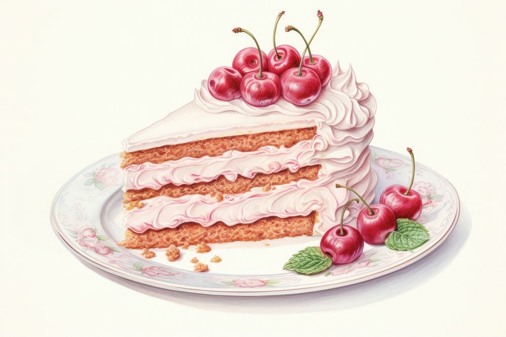 Painting of cake dessert cream food.