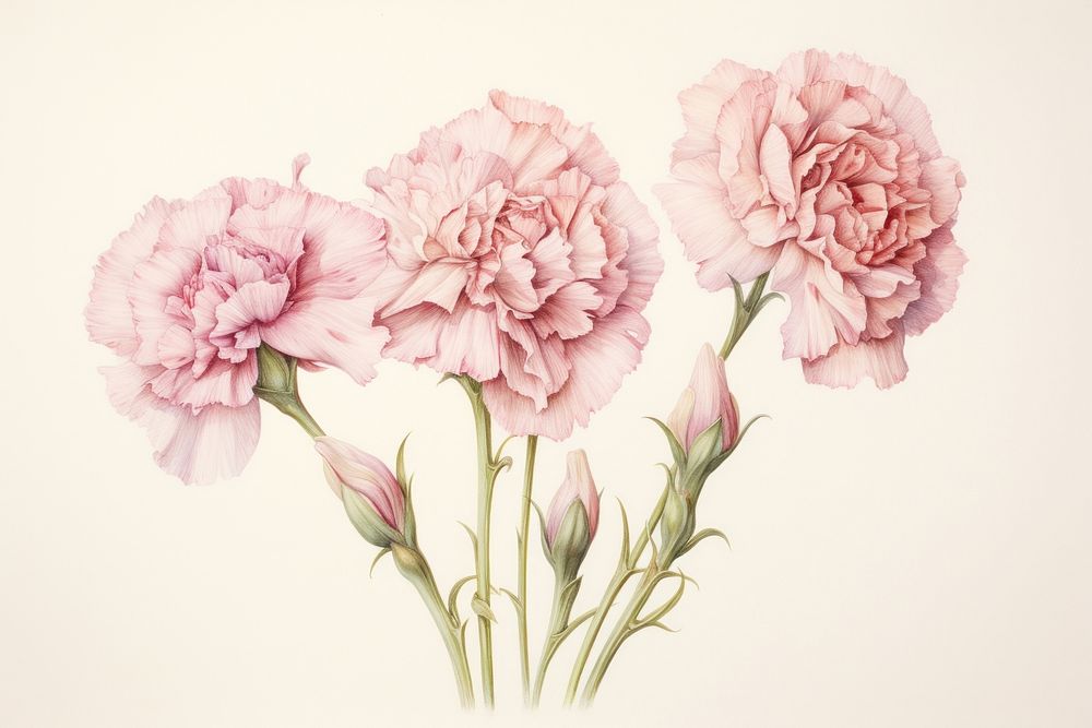 Painting of carnation drawing flower plant.