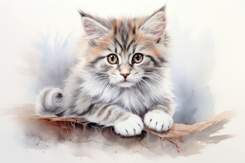 Painting of cat drawing animal mammal.