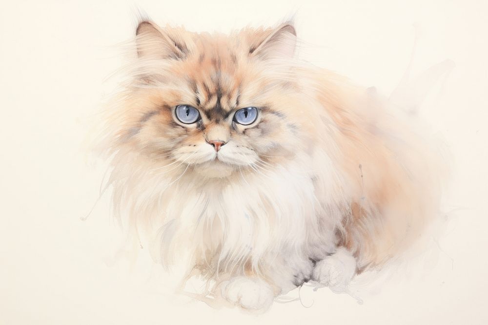 Painting of cat drawing mammal animal.