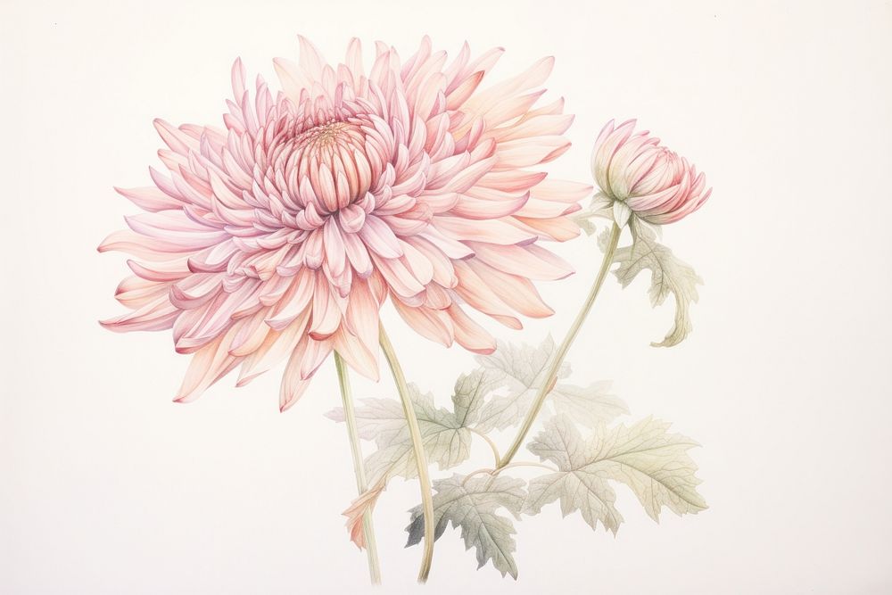 Painting of chrysanthemum drawing chrysanths dahlia.