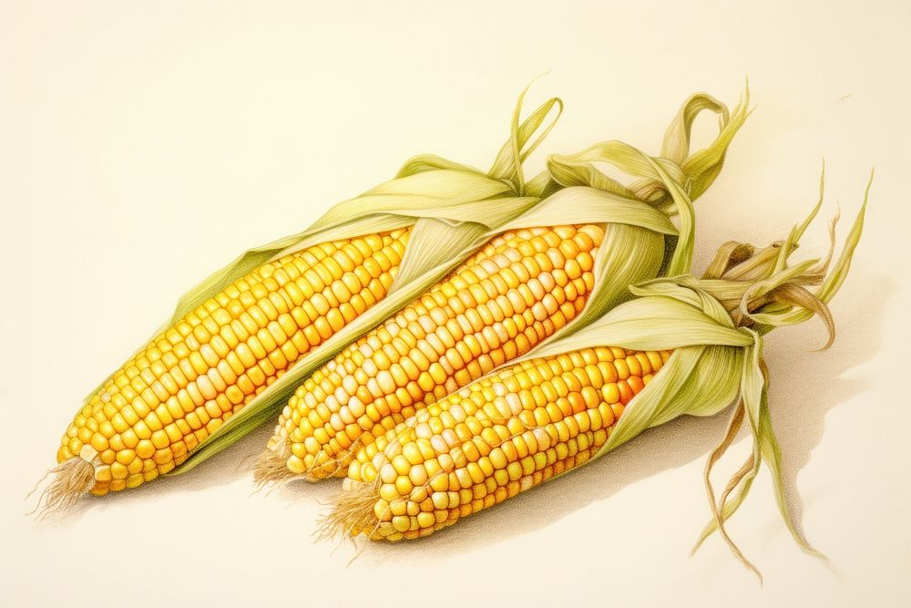 Painting of corn plant food vegetable.