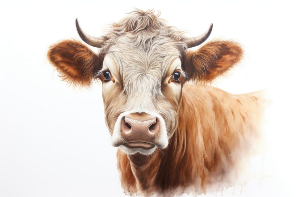 Painting of cow livestock drawing mammal.