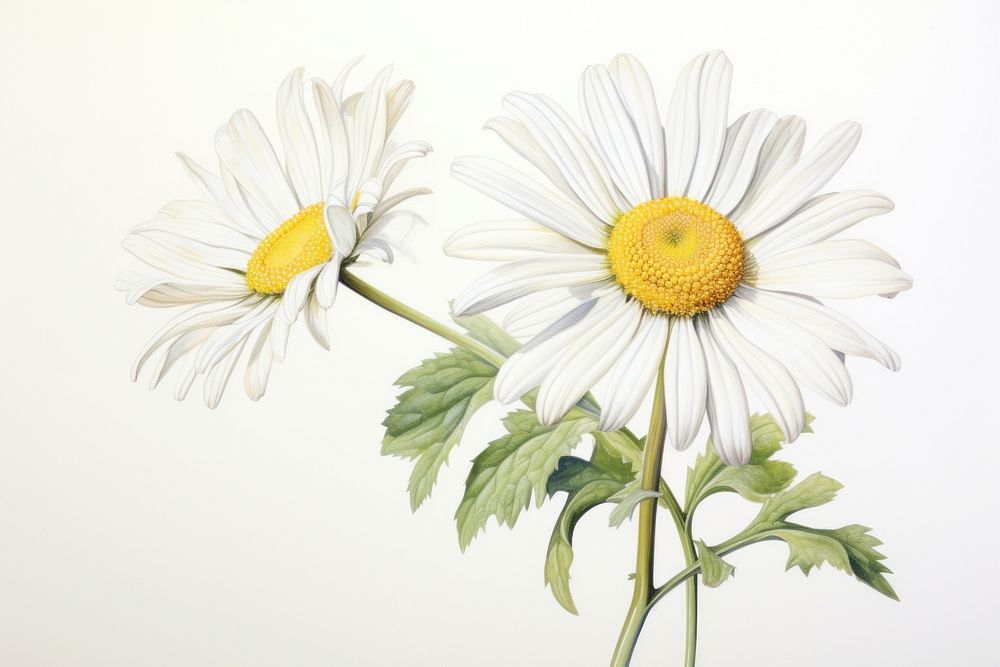 Painting of daisy flower plant white.